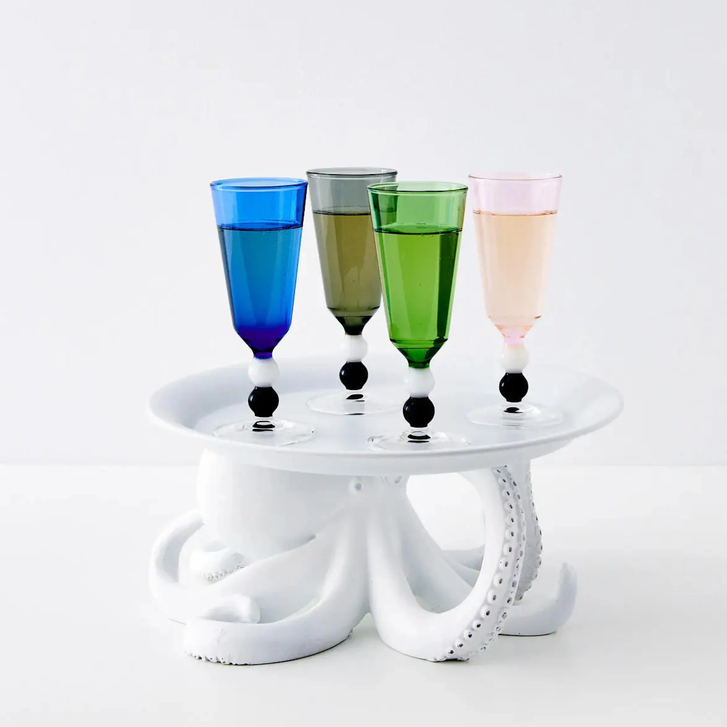 Allegra Champagne Glass Duo Navy/Emerald | GigiandTom Online