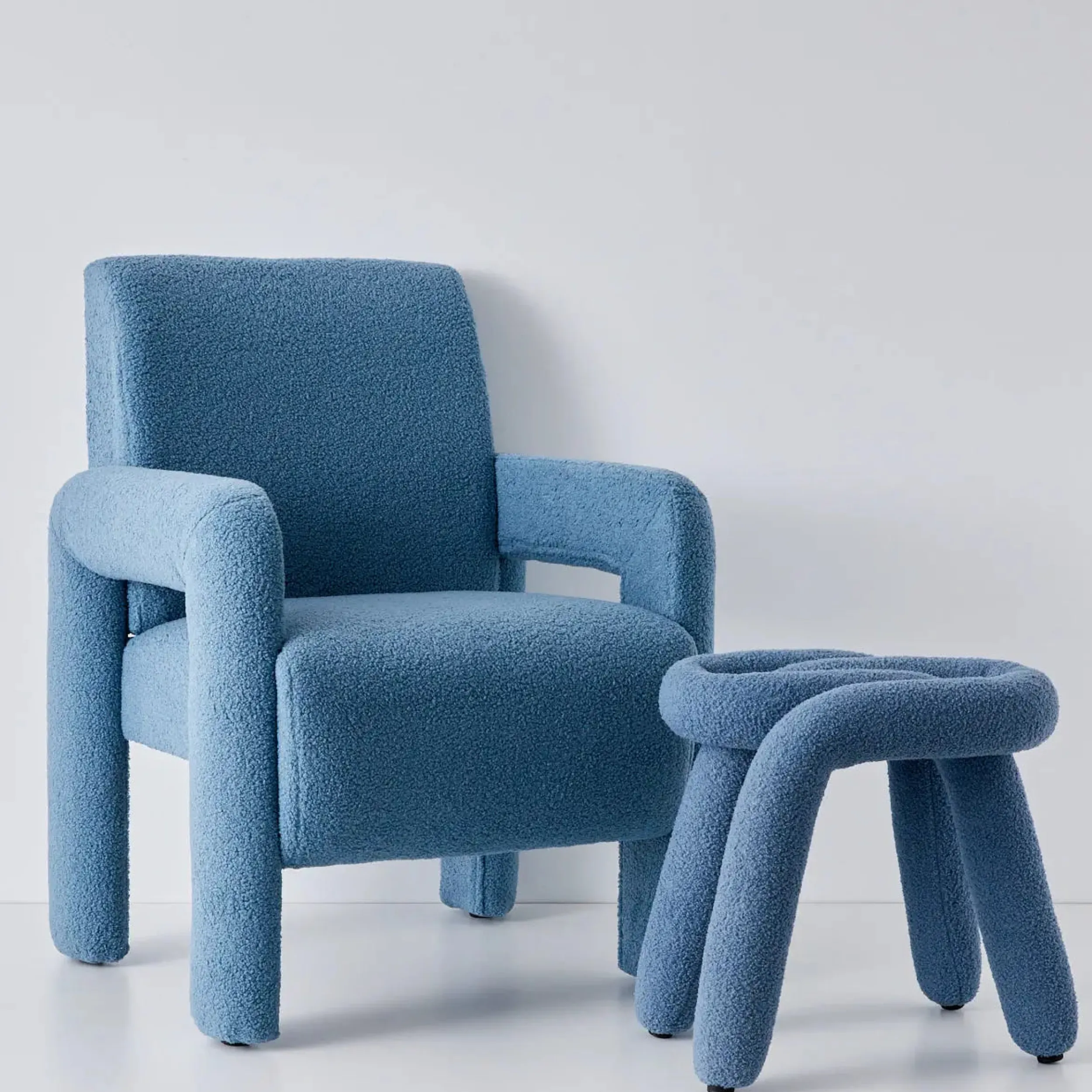 Berber Stool Boucle Blue | GigiandTom Store