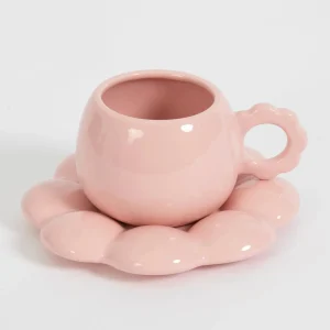 Botanica Ceramic Tea Cup & Saucer Pink | GigiandTom Hot