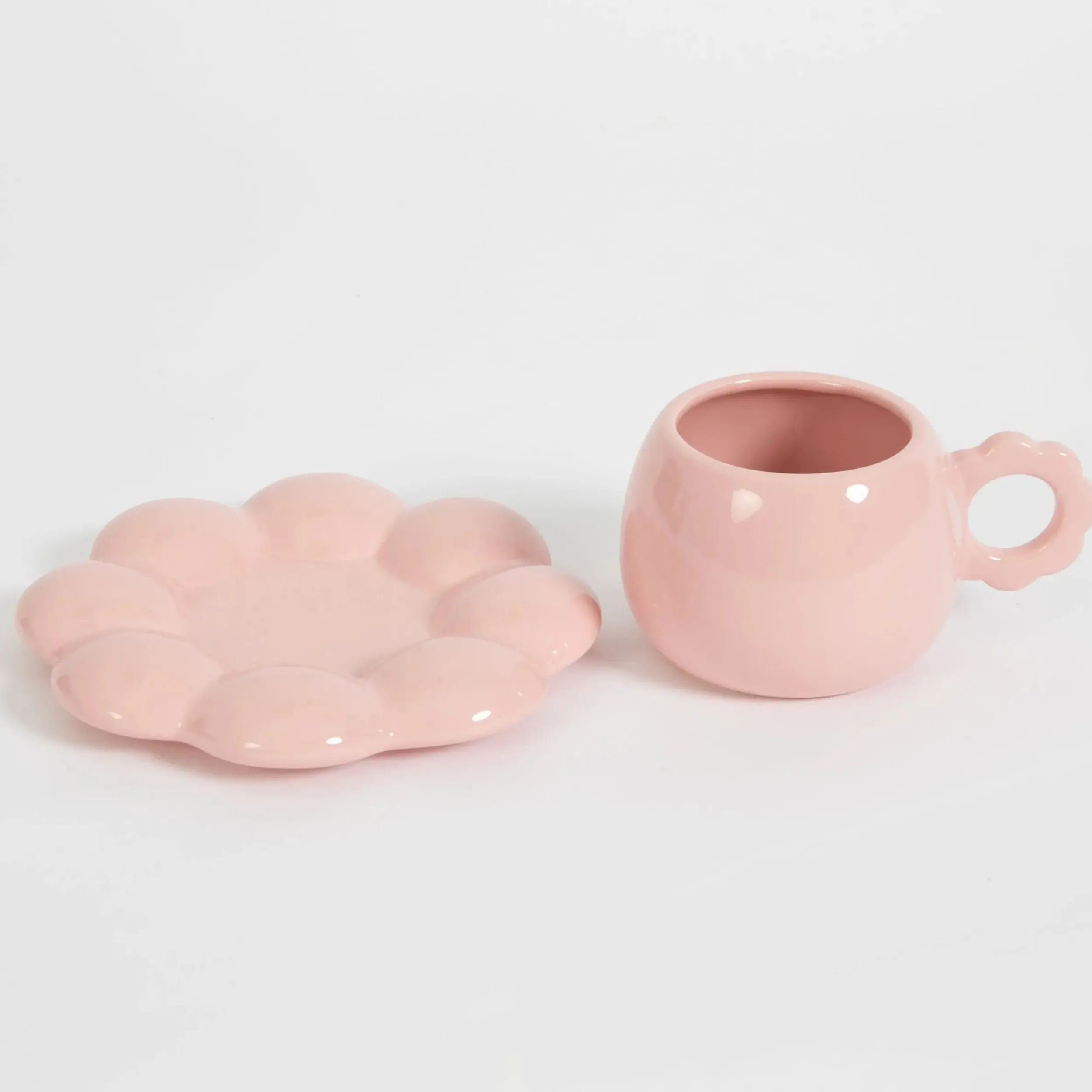 Botanica Ceramic Tea Cup & Saucer Pink | GigiandTom Hot