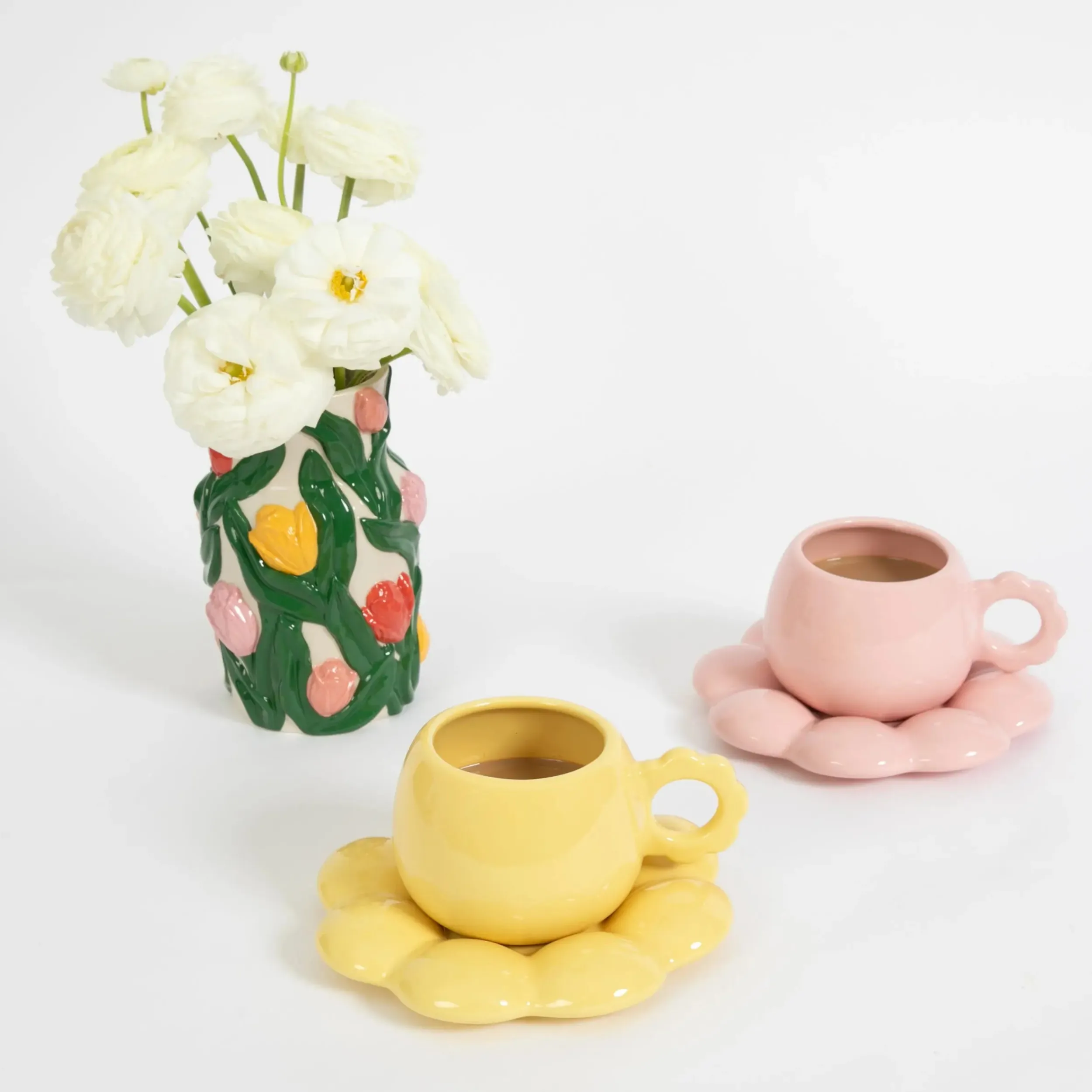 Botanica Ceramic Tea Cup & Saucer Yellow | GigiandTom Cheap