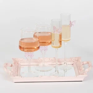 Bow Wine Glass Clear Set Pink | GigiandTom Outlet