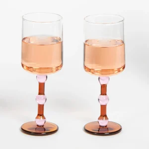 Bowline Wine Glass Set of 2 Pink/Amber | GigiandTom Online