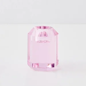 Briolette Crystal Taper Candle Holder Pink | GigiandTom Clearance