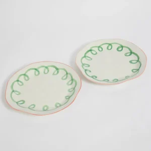 Curly Wurly Ceramic Dinner Plate Set of 2 Green | GigiandTom Best