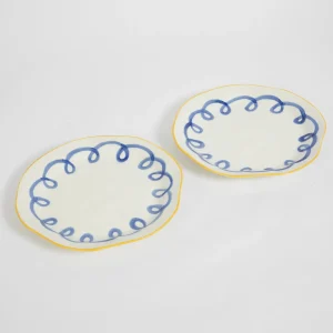 Curly Wurly Ceramic Dinner Plate Set of 2 Blue | GigiandTom Clearance