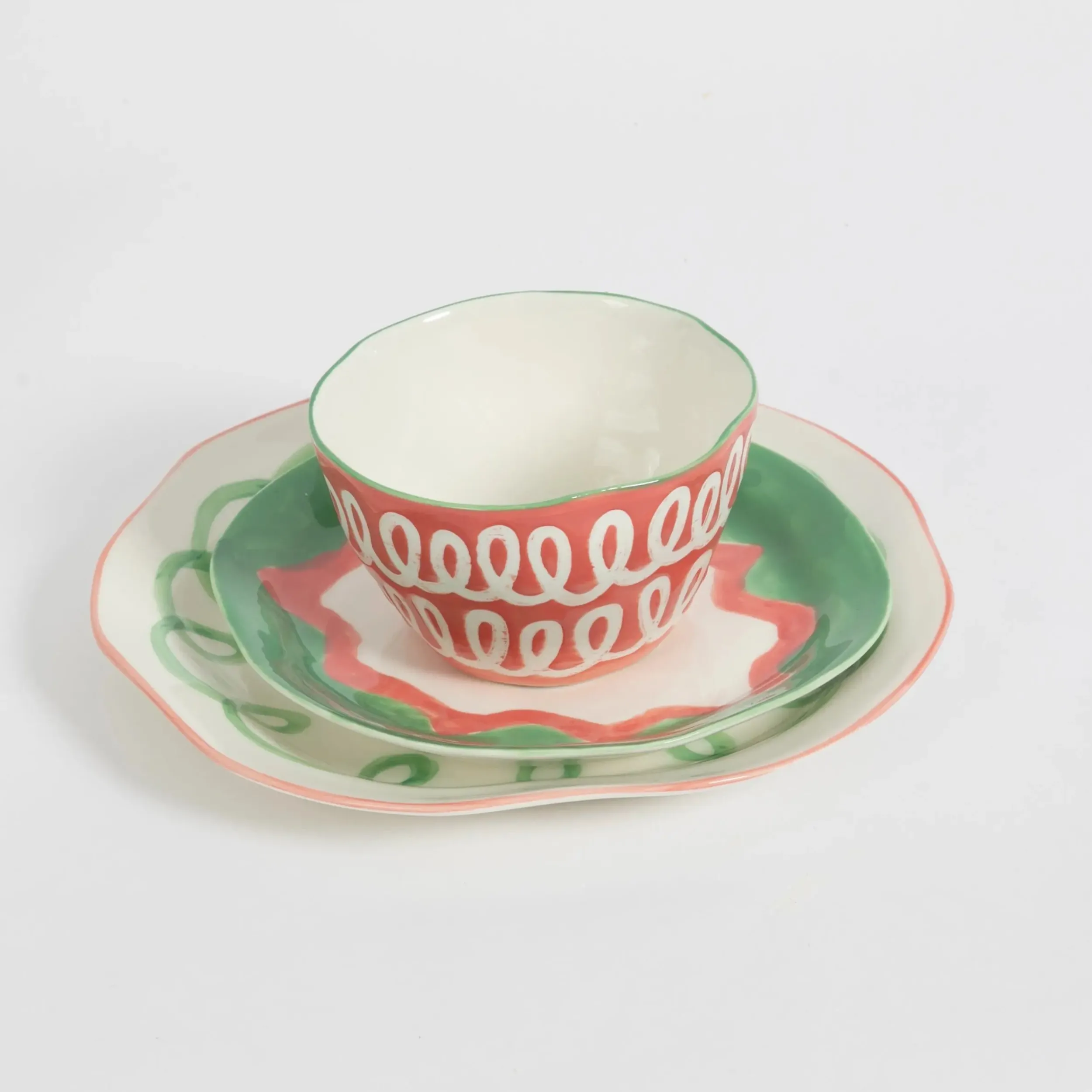 Curly Wurly Ceramic Dinner Plate Set of 2 Green | GigiandTom Best