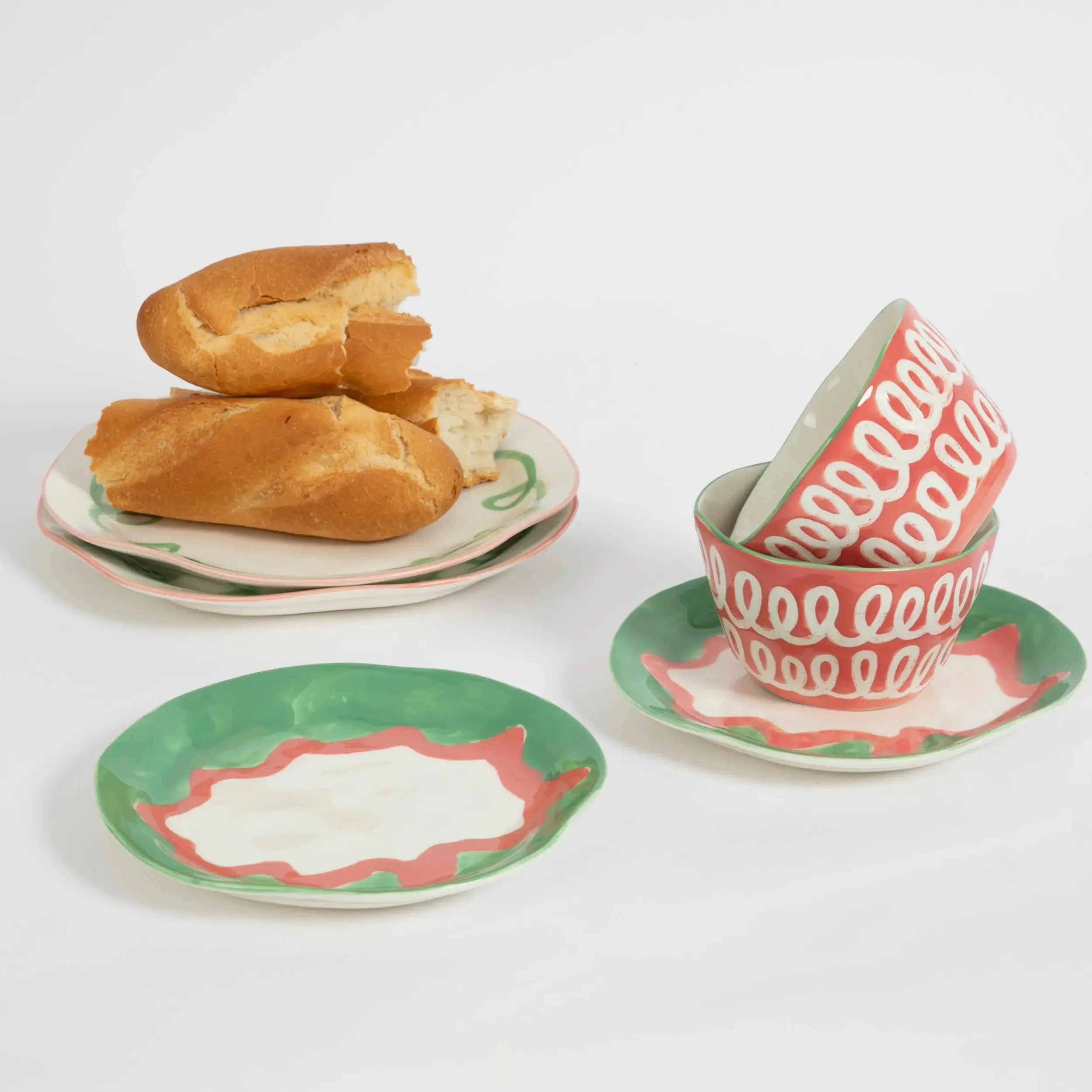 Curly Wurly Ceramic Dinner Plate Set of 2 Green | GigiandTom Best