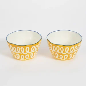 Curly Wurly Ceramic Side Bowl Set of 2 Yellow | GigiandTom Discount