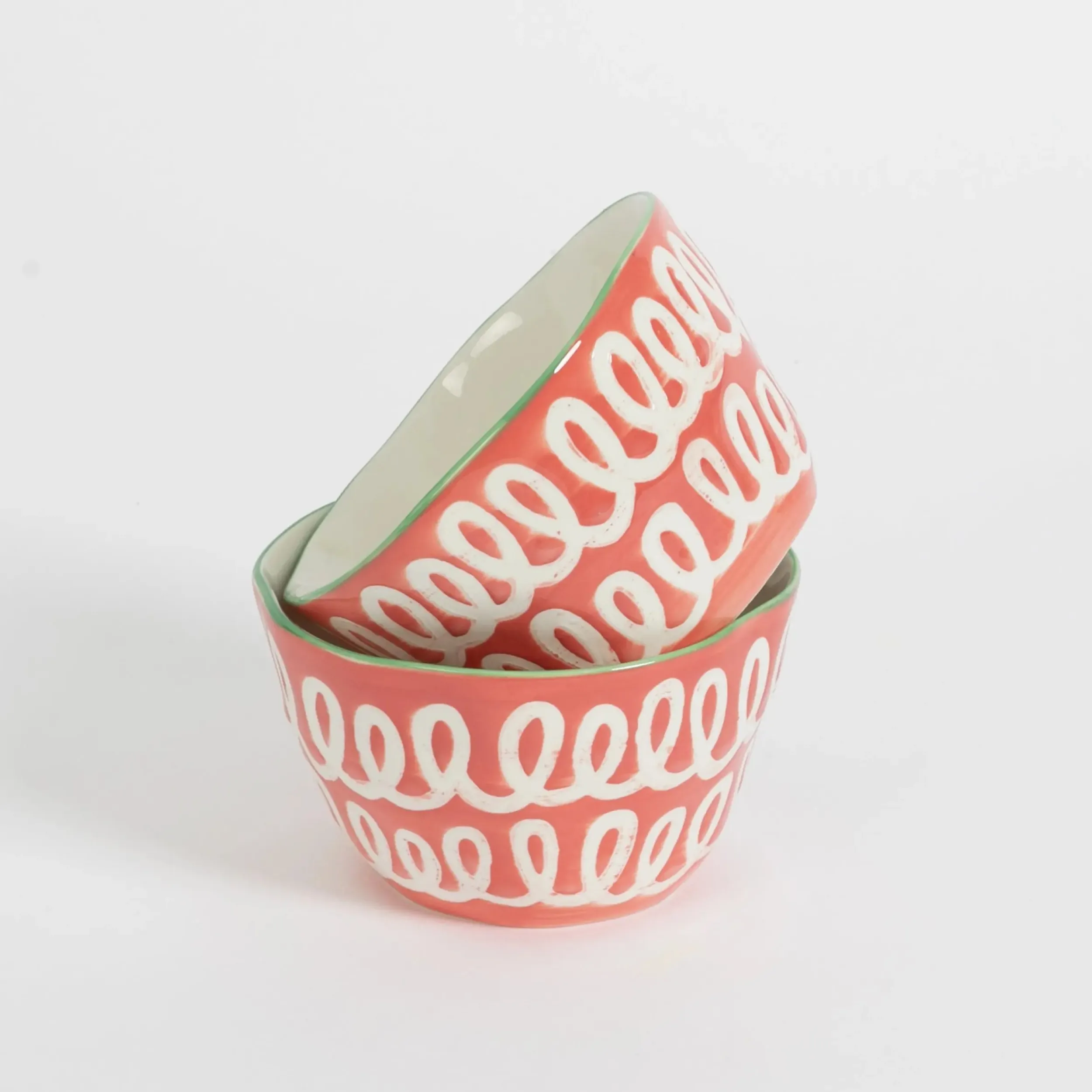 Curly Wurly Ceramic Side Bowl Set of 2 Pink | GigiandTom Online