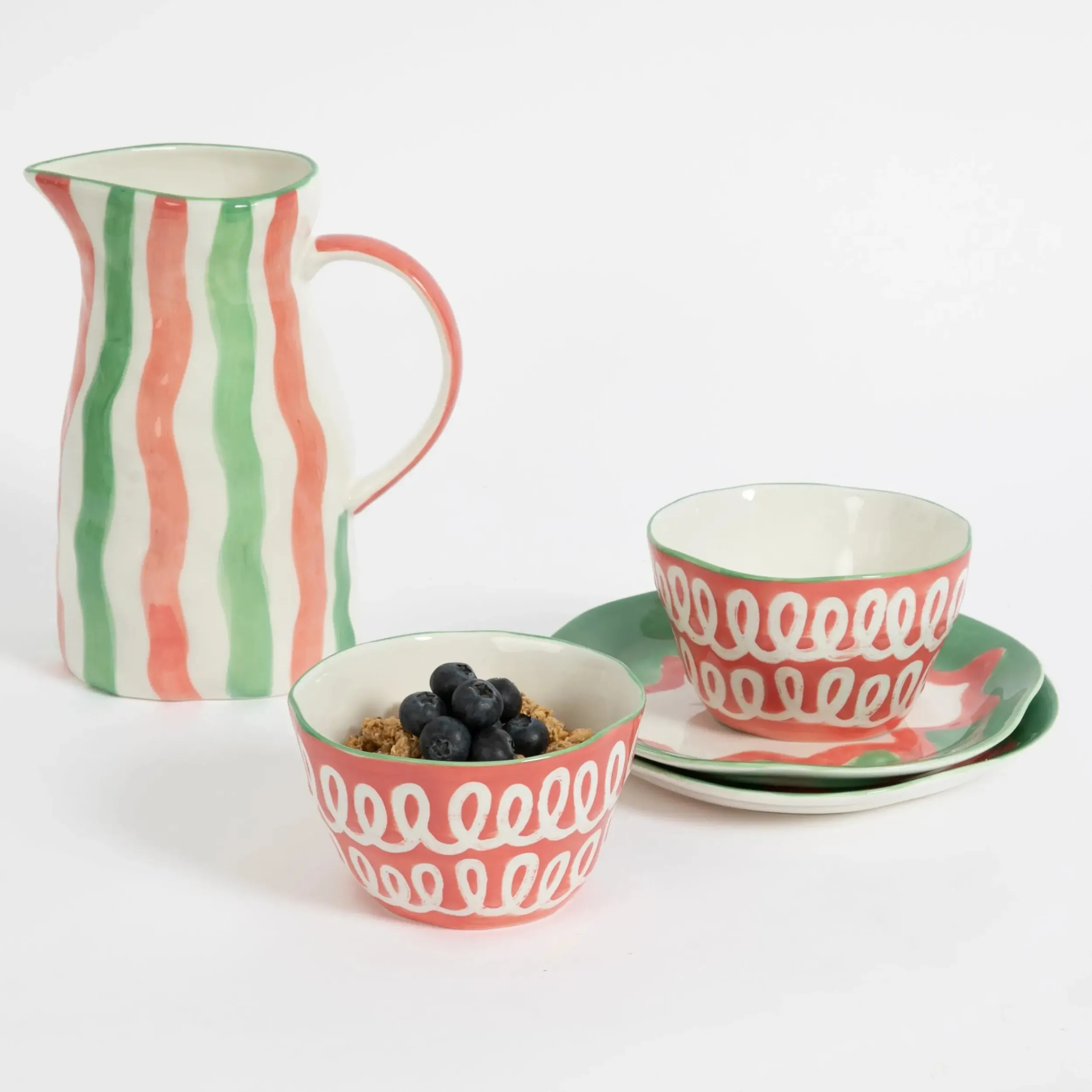 Curly Wurly Ceramic Side Bowl Set of 2 Pink | GigiandTom Online