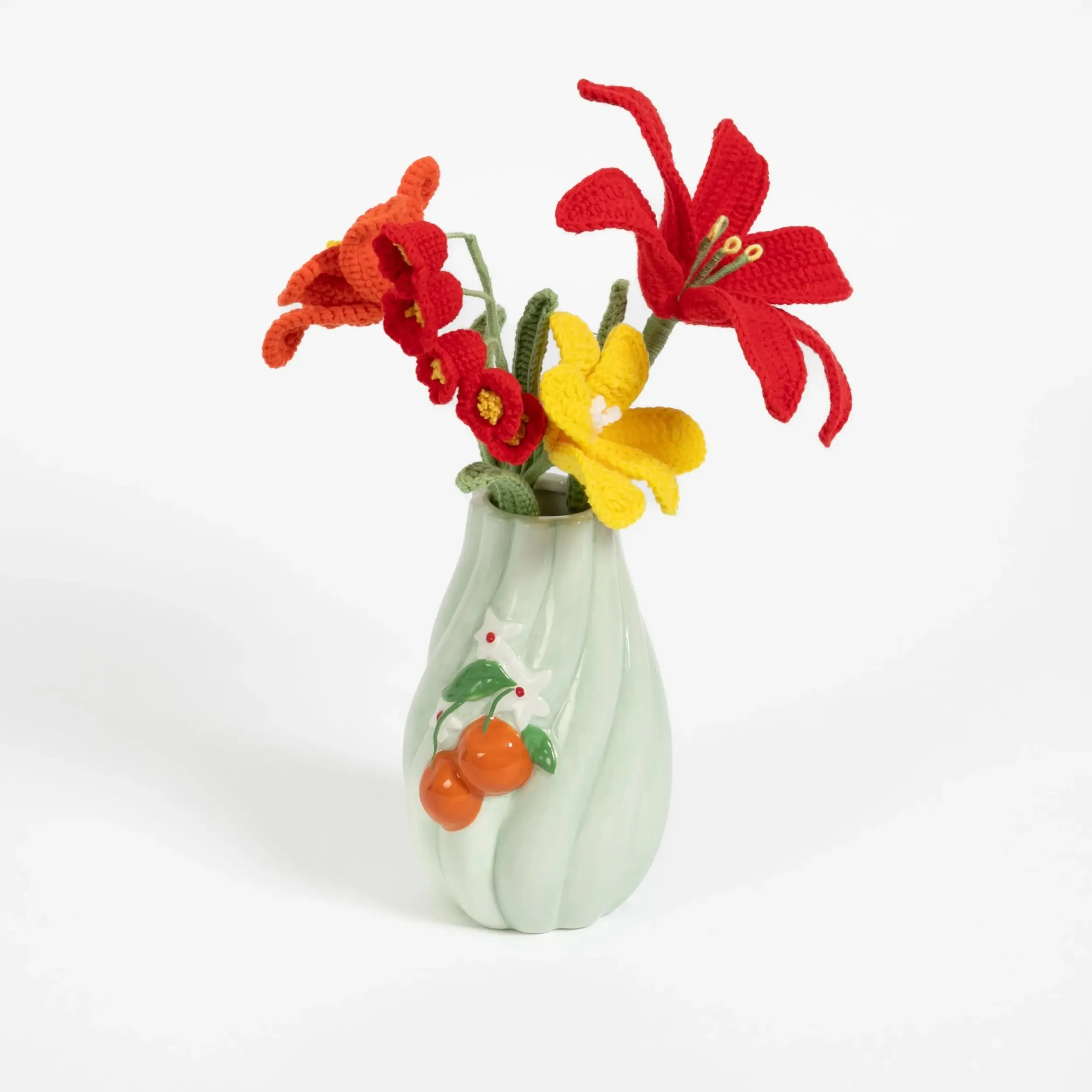 Iris Hand Knitted Crochet Flower Red | GigiandTom Best
