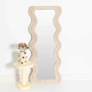 Kinked Wavy Fur Full Length Mirror Champagne | GigiandTom New