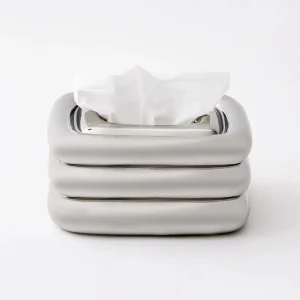 Layered Ceramic Tissue Box Cover Chrome | GigiandTom Clearance
