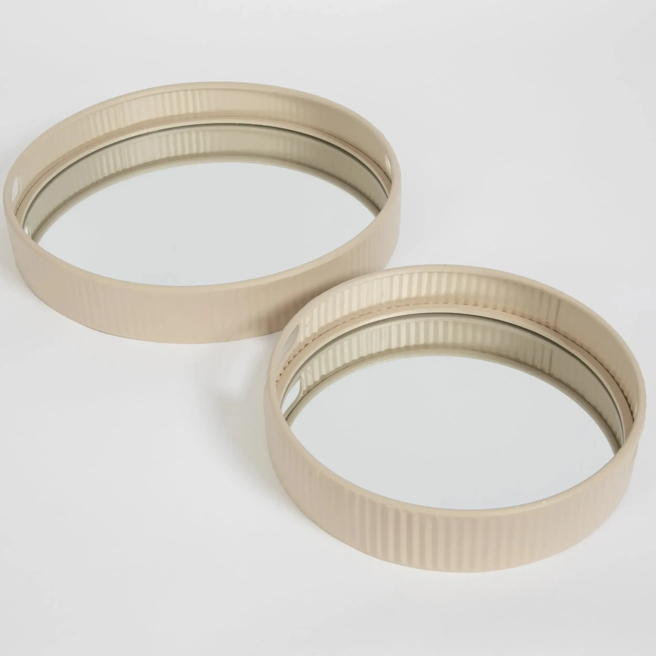 Parapet Mirrored Metal Serving Tray Set of 2 Grey | GigiandTom Clearance