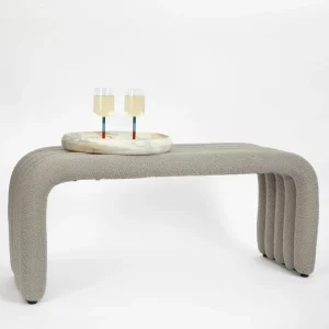 Pipe Dream Boucle Bench Seat Grey | GigiandTom Cheap