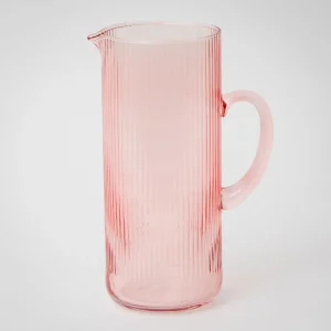 Pleat Glass Drink Pitcher Pink | GigiandTom New