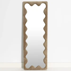 Psychedelia Wavy Velvet Full Length Mirror Green | GigiandTom Cheap