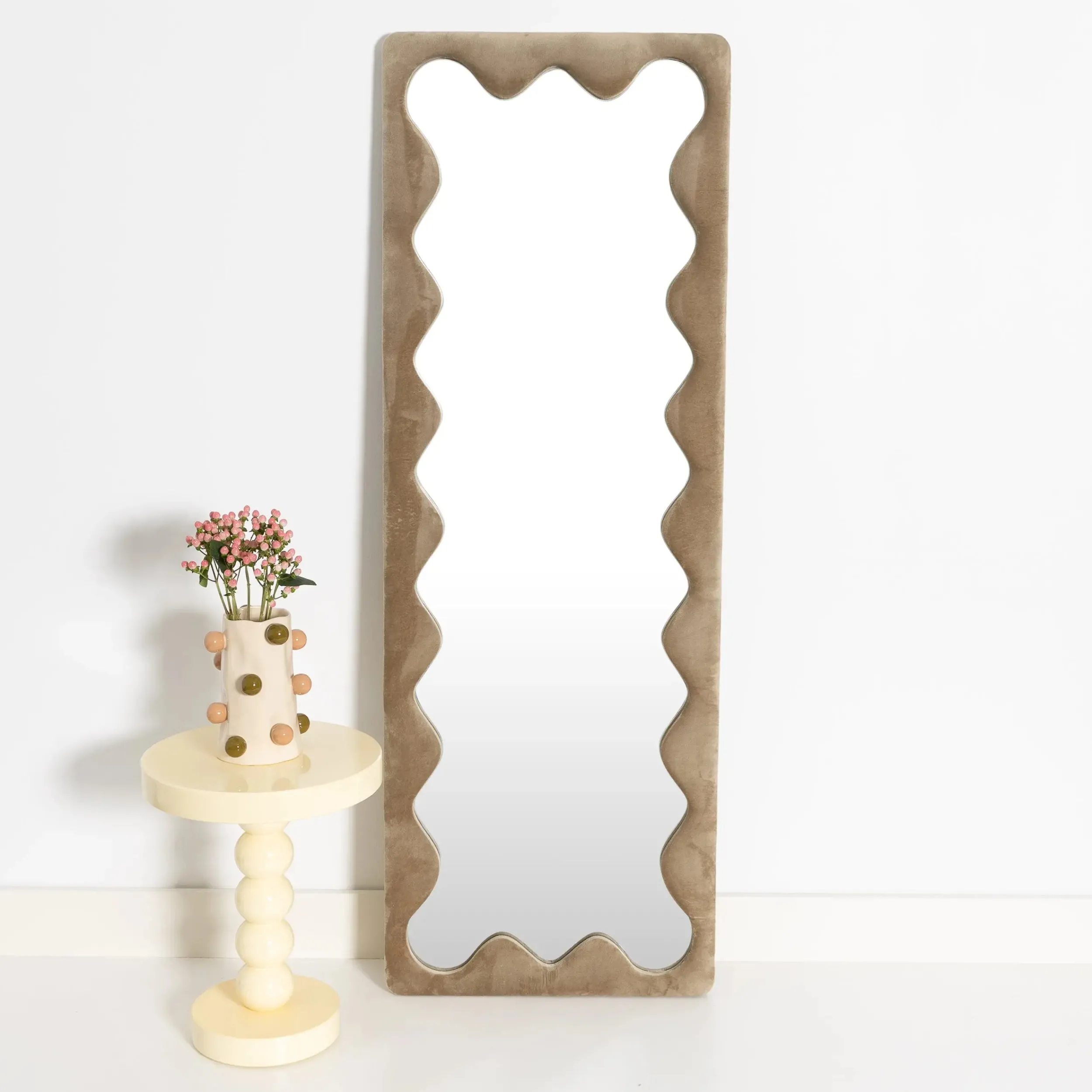 Psychedelia Wavy Velvet Full Length Mirror Green | GigiandTom Cheap