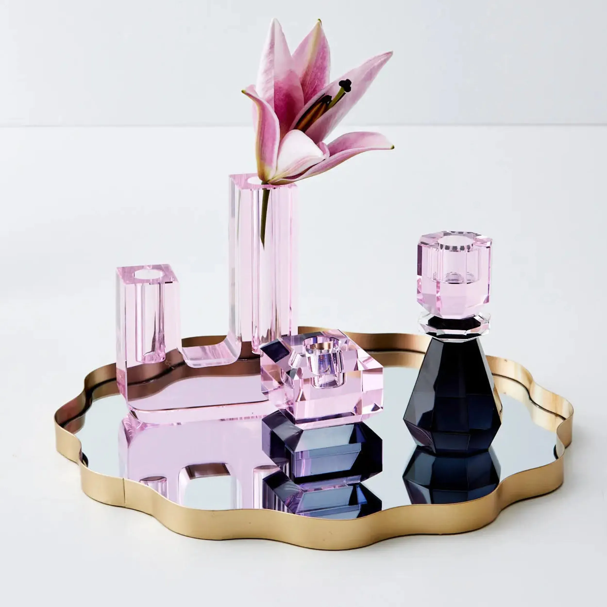 Queen Crystal Taper Candle Holder Black Pink | GigiandTom Discount