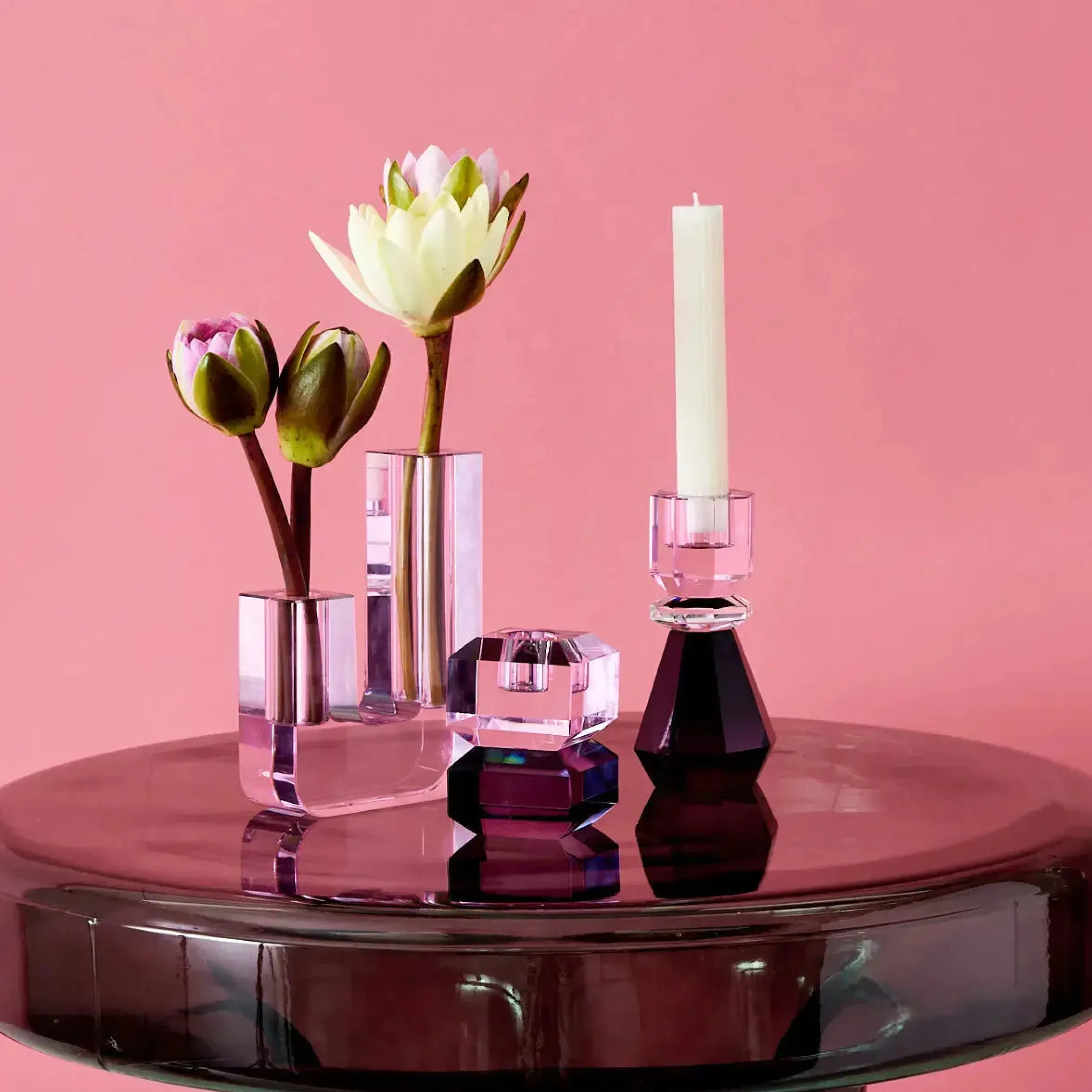 Queen Crystal Taper Candle Holder Black Pink | GigiandTom Discount