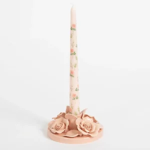 Regency Rose Ceramic Candle Holder Pink | GigiandTom Clearance