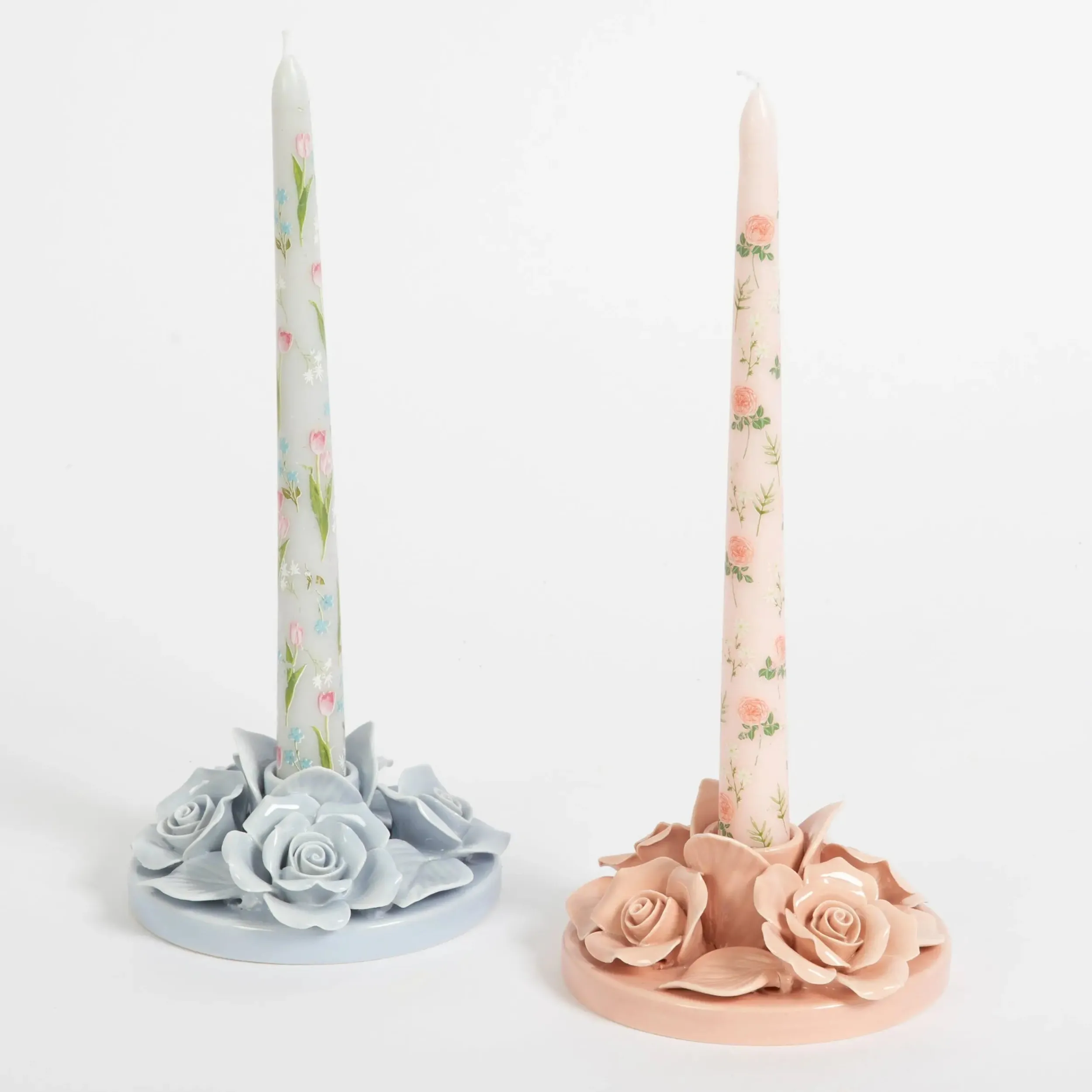 Regency Rose Ceramic Candle Holder Pink | GigiandTom Clearance