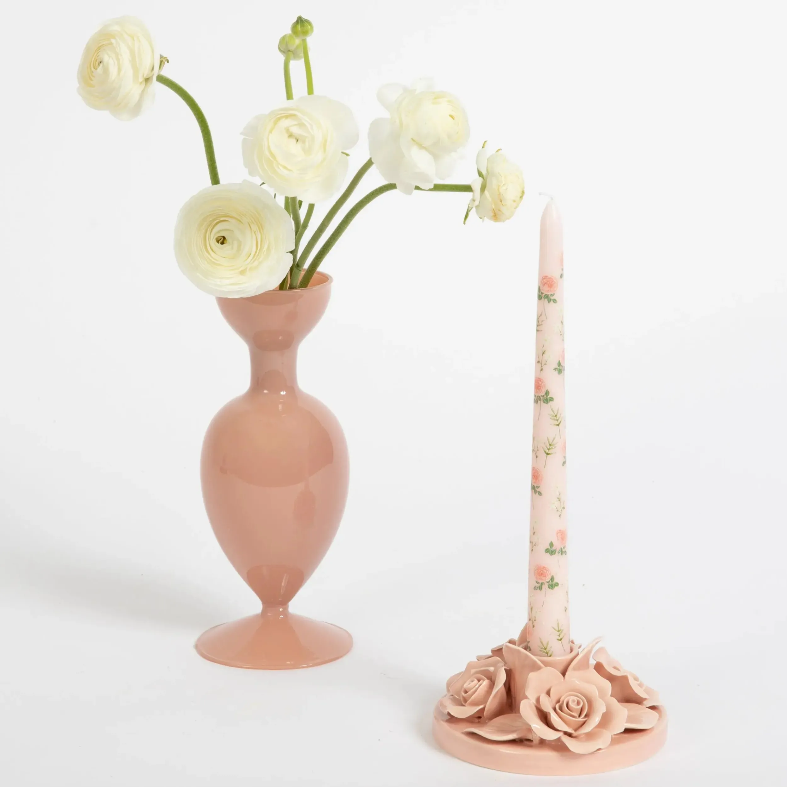 Regency Rose Ceramic Candle Holder Pink | GigiandTom Clearance