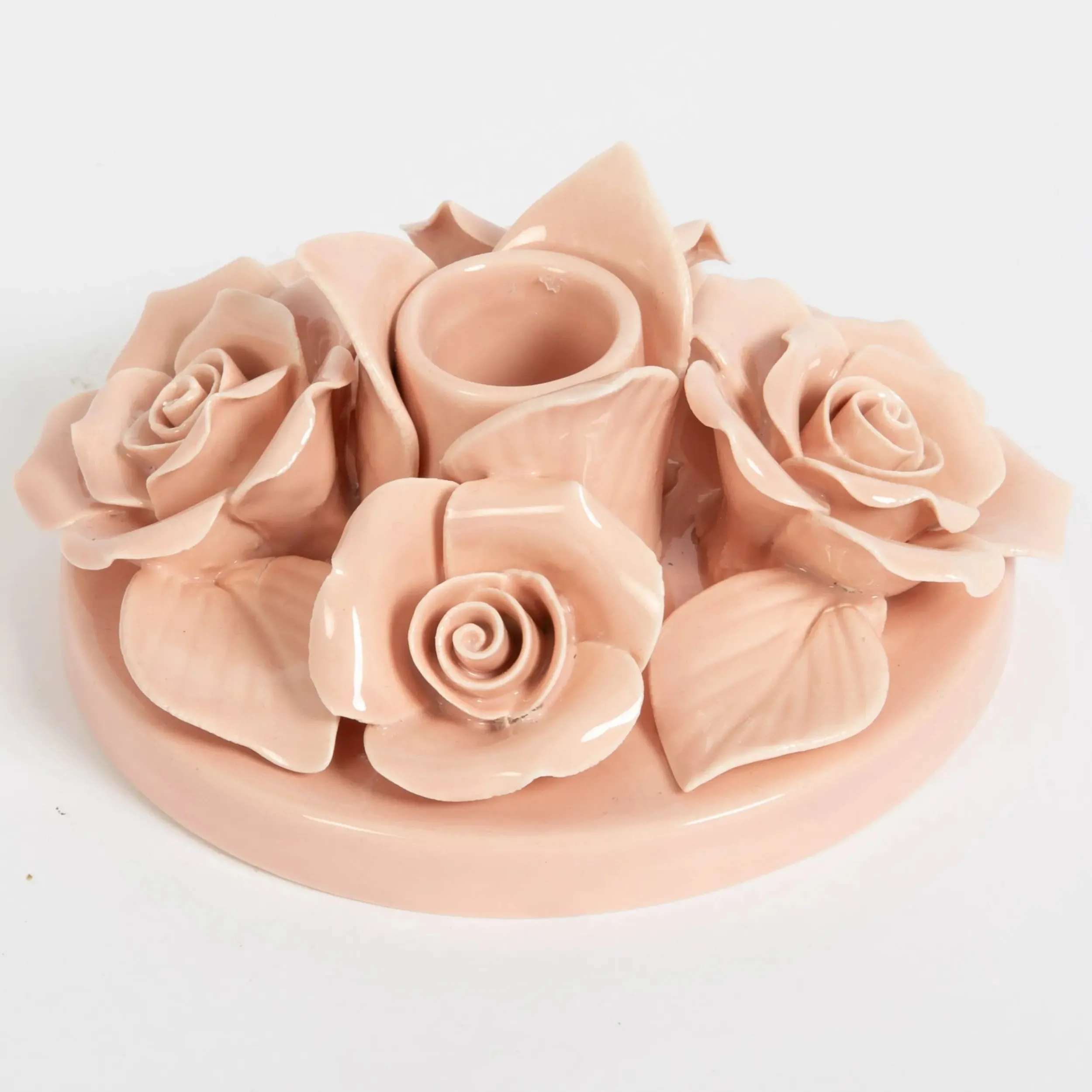 Regency Rose Ceramic Candle Holder Pink | GigiandTom Clearance