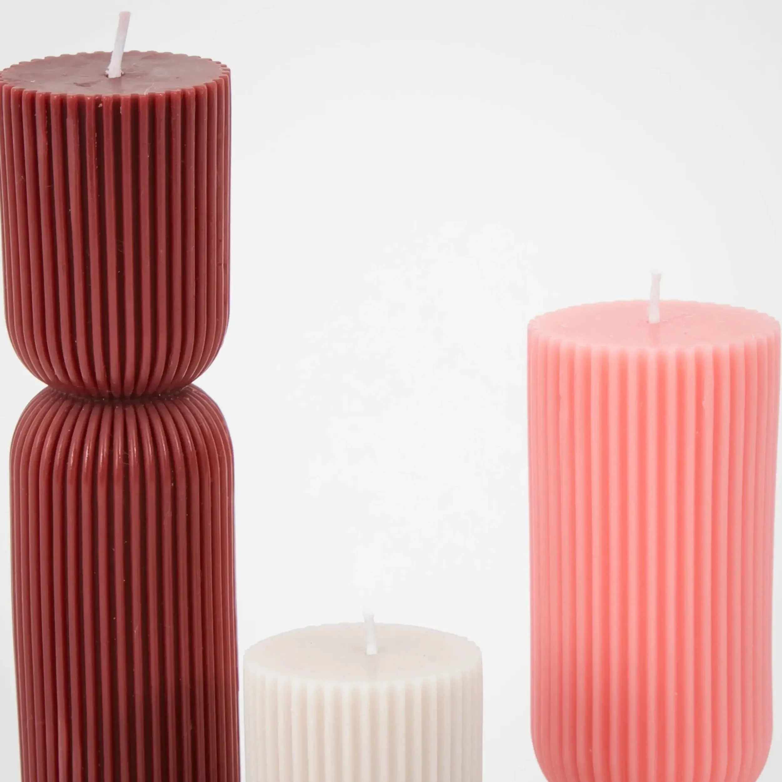 Ribbed Hourglass Pillar Candle Assorted 3 Pack Neutrals | GigiandTom Hot