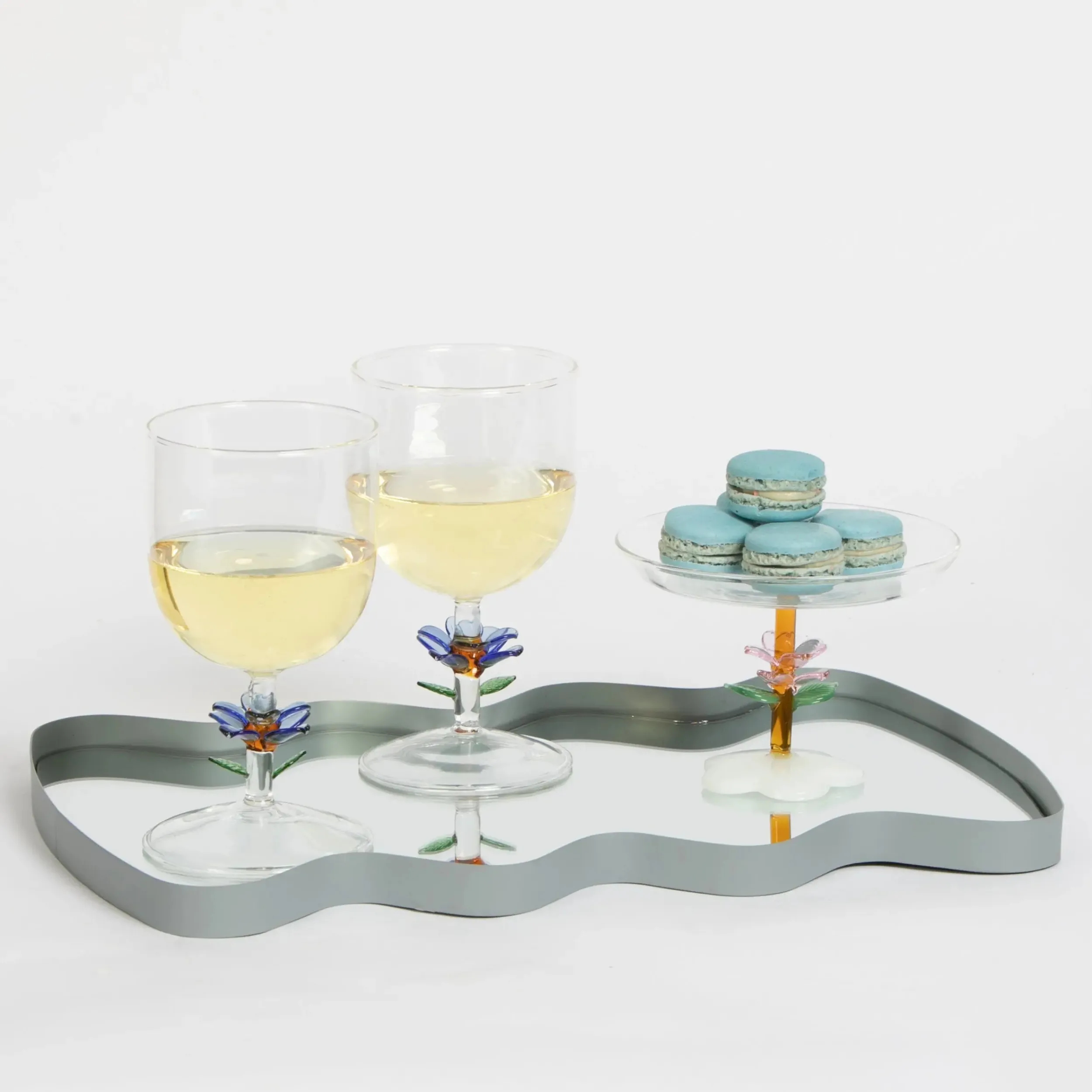 Ripples Mirrored Metal Decorative Tray Blue | GigiandTom Best Sale