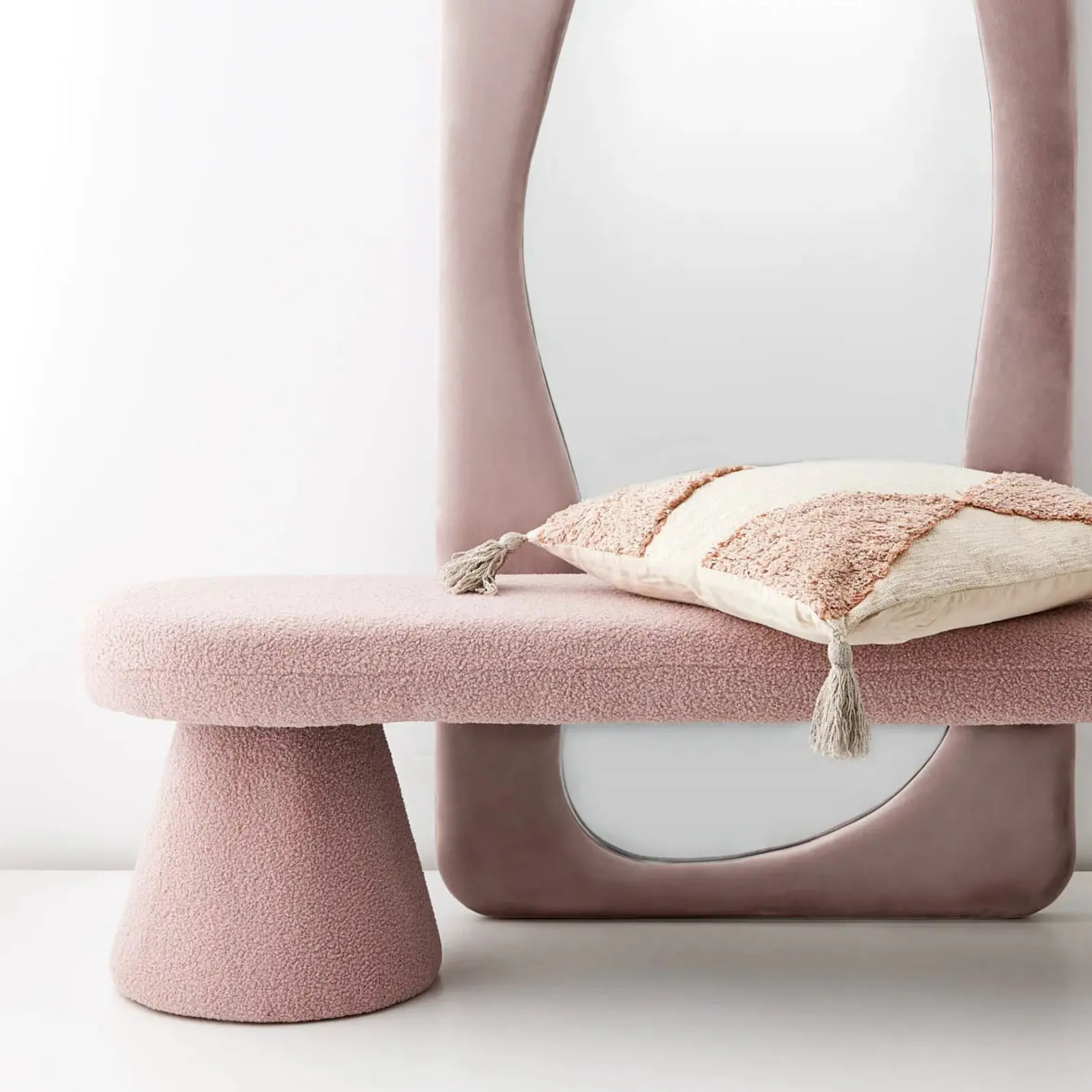 Ripples Velvet Full Length Mirror Mushroom | GigiandTom Best