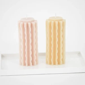 Romantic Ripple Pillar Candle Assorted 2 Pack Pastels | GigiandTom Sale