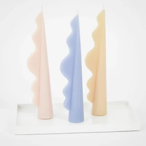 Romantic Wave Pillar Candle Assorted 3 Pack Pastels | GigiandTom Cheap