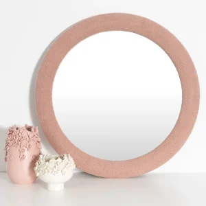 Round Boucle Wall Mirror Dusty Rose | GigiandTom Sale