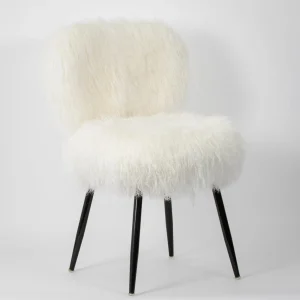 Shag Mohair Accent Chair Off White | GigiandTom Clearance
