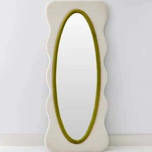 Squiggle Wavy Velvet Mirror Cream/Green | GigiandTom Flash Sale