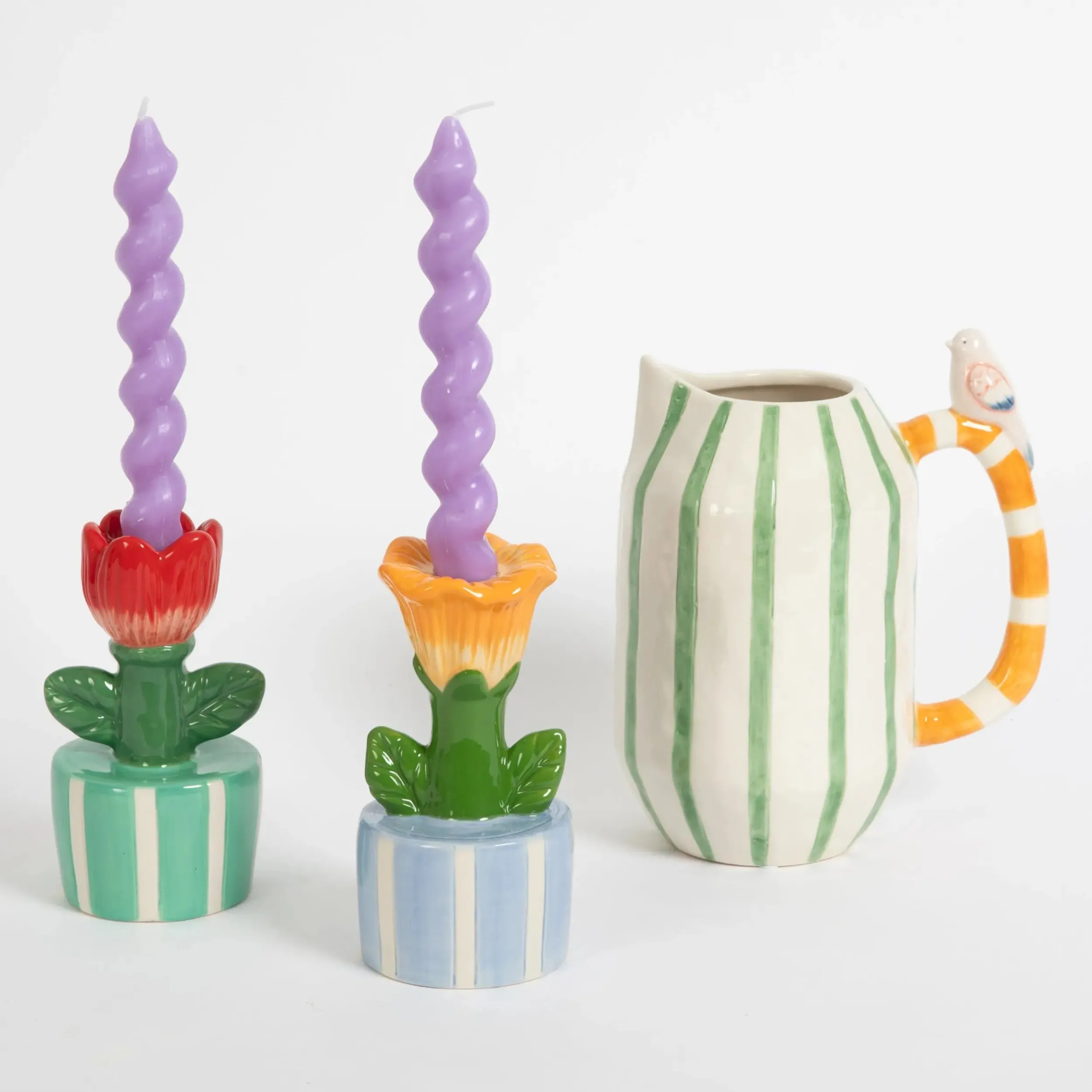 Sunny Flower Ceramic Taper Candle Holder | GigiandTom Outlet