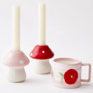Teeny Toadstool Ceramic Candle Holder Pink | GigiandTom Sale
