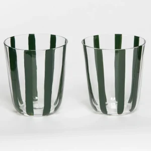 Vertigo Glass Tumbler Set of 2 Green | GigiandTom Clearance