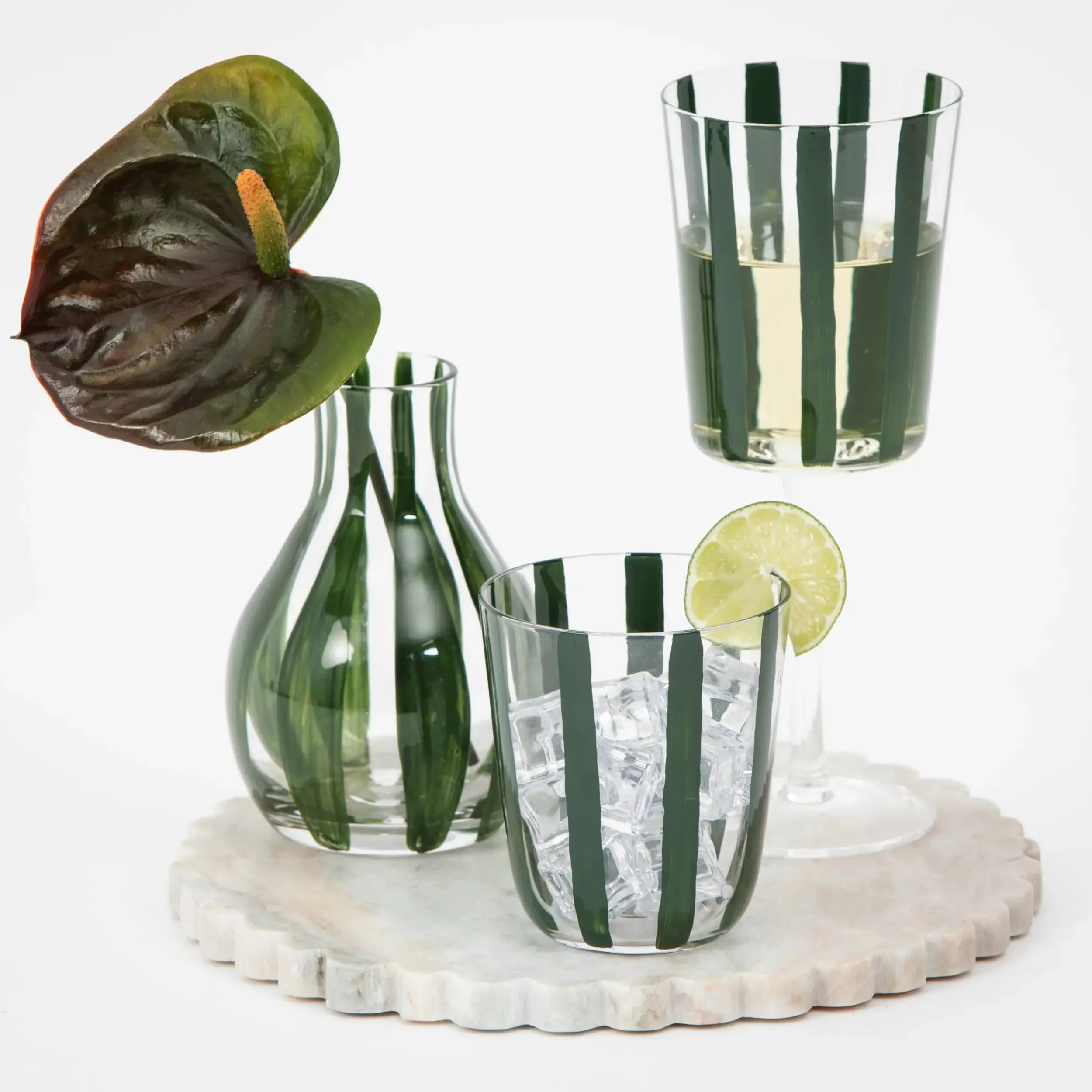 Vertigo Glass Tumbler Set of 2 Green | GigiandTom Clearance