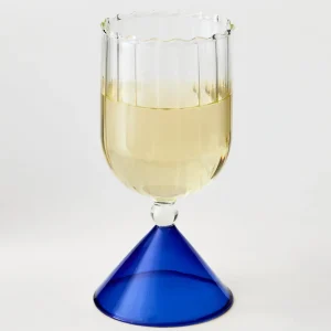 Wine Glass Clear/Blue | GigiandTom Hot